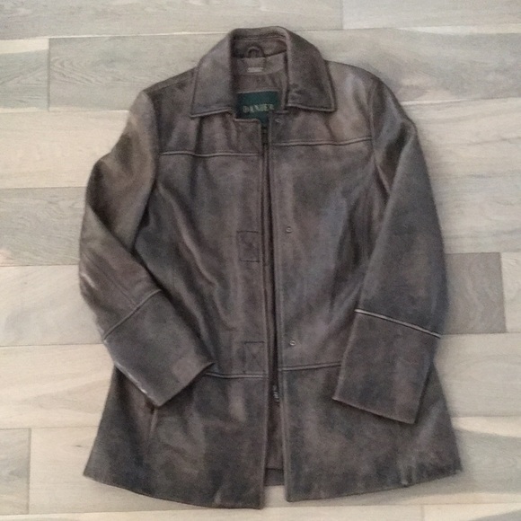 Danier brown leather 3/4 jacket, size large - Picture 1 of 4